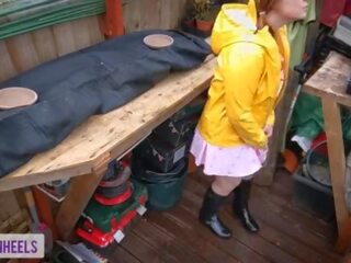 'Please don't tell my Parents' - Squirting street girl Gets Caught in Shed and Ass Fucked - Shannon Heels