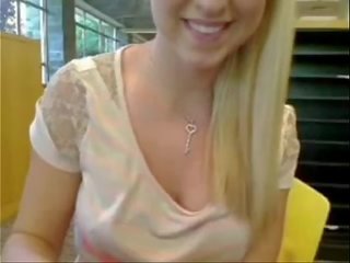 Young woman in library launches herself dhewe . my x-mas live web kamera show: 4xcams.com