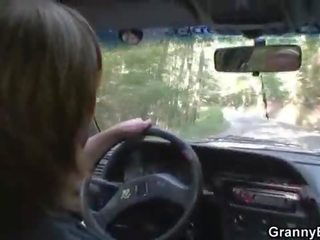 Granny is picked up from the road and fucked