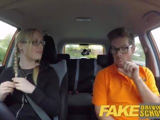Fake Driving School pigtail feature with hairy teen pussy creampie immediately next thing right after lesson